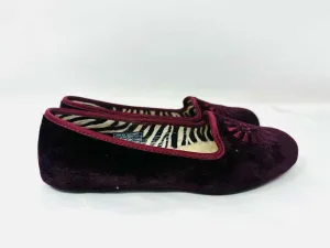 UGG Size 5 Maroon Embroidered Velvet Shoes Flats