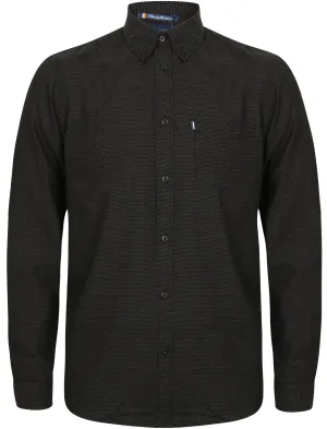 Warwick Long Sleeve Dobby Cotton Shirt in Black - Le Shark