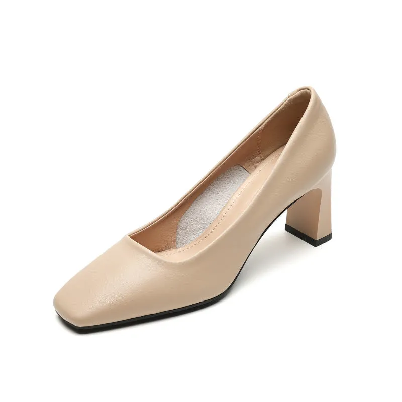 Women Casual Stylish Minimalist Chunky Heel Pumps