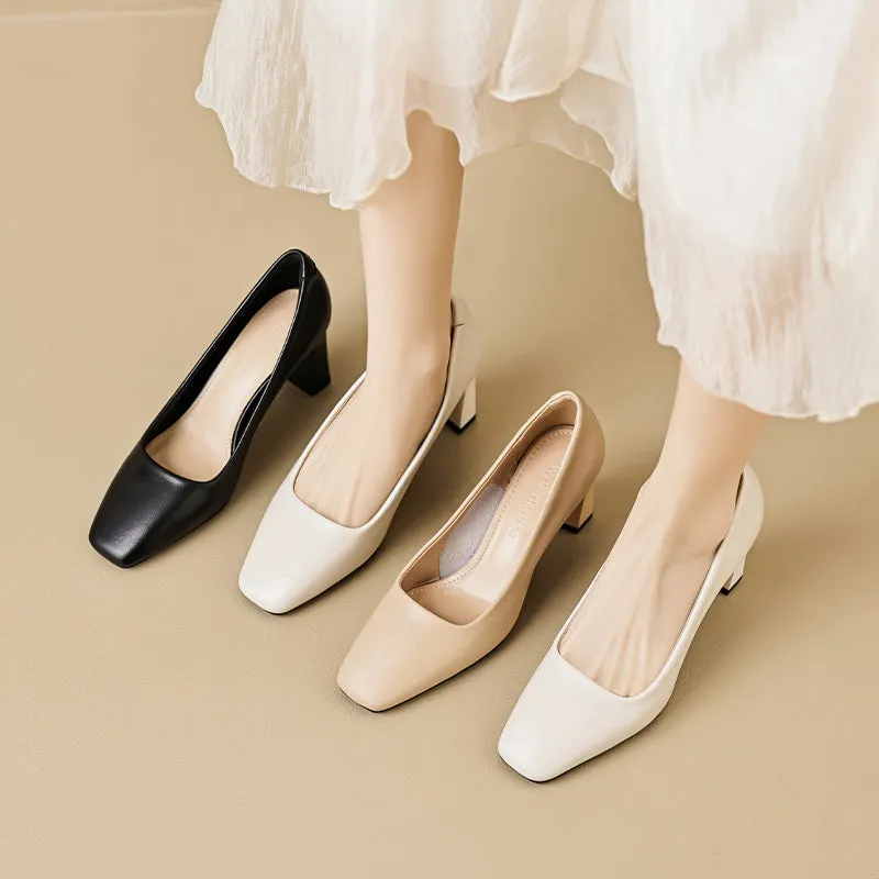 Women Casual Stylish Minimalist Chunky Heel Pumps