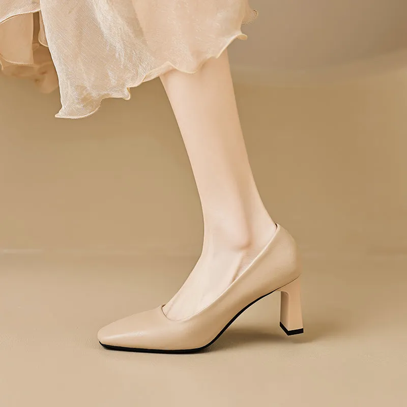 Women Casual Stylish Minimalist Chunky Heel Pumps