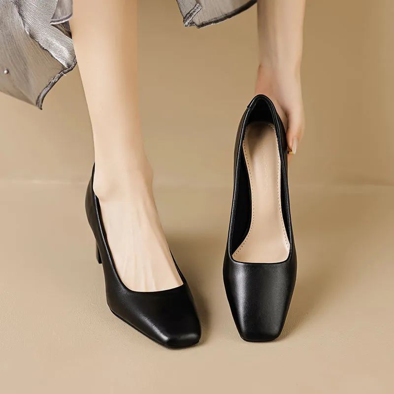 Women Casual Stylish Minimalist Chunky Heel Pumps