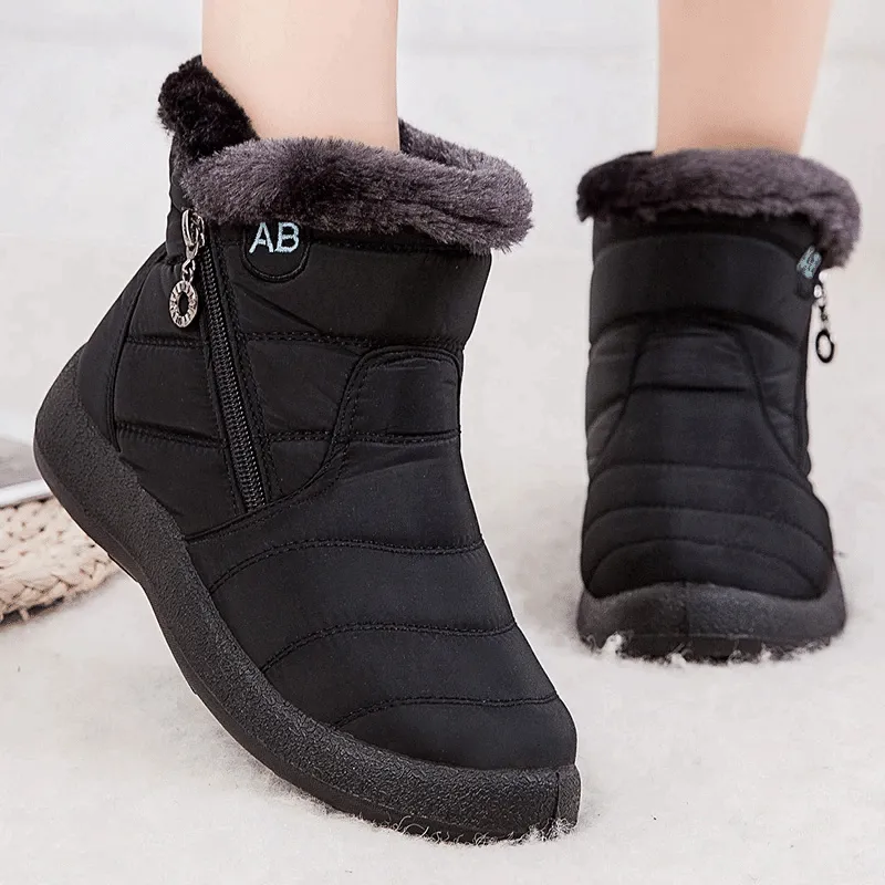 Women Fur Lined Outdoor Waterproof Cozy Snow Winter Ankle Boots 2024