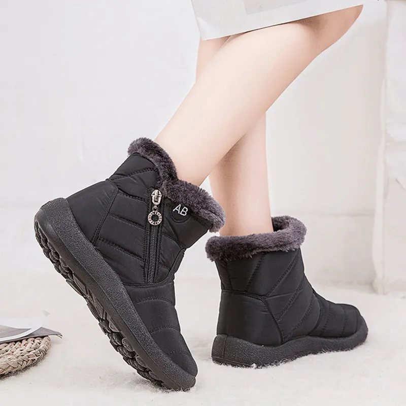 Women Fur Lined Outdoor Waterproof Cozy Snow Winter Ankle Boots 2024