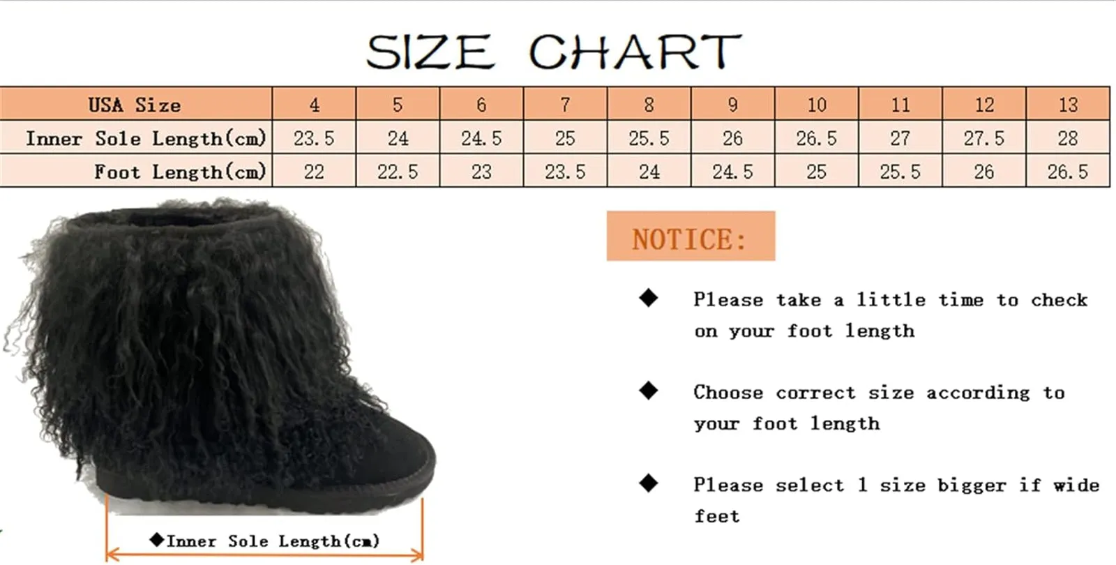 Women's Fluffy Real Mongolian Sheep Mid Half Hair Boot Furry Snow Boots With Comf Warm Booties With Wool Lining